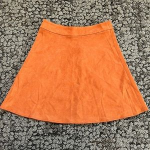 Velvet copper mini skirt